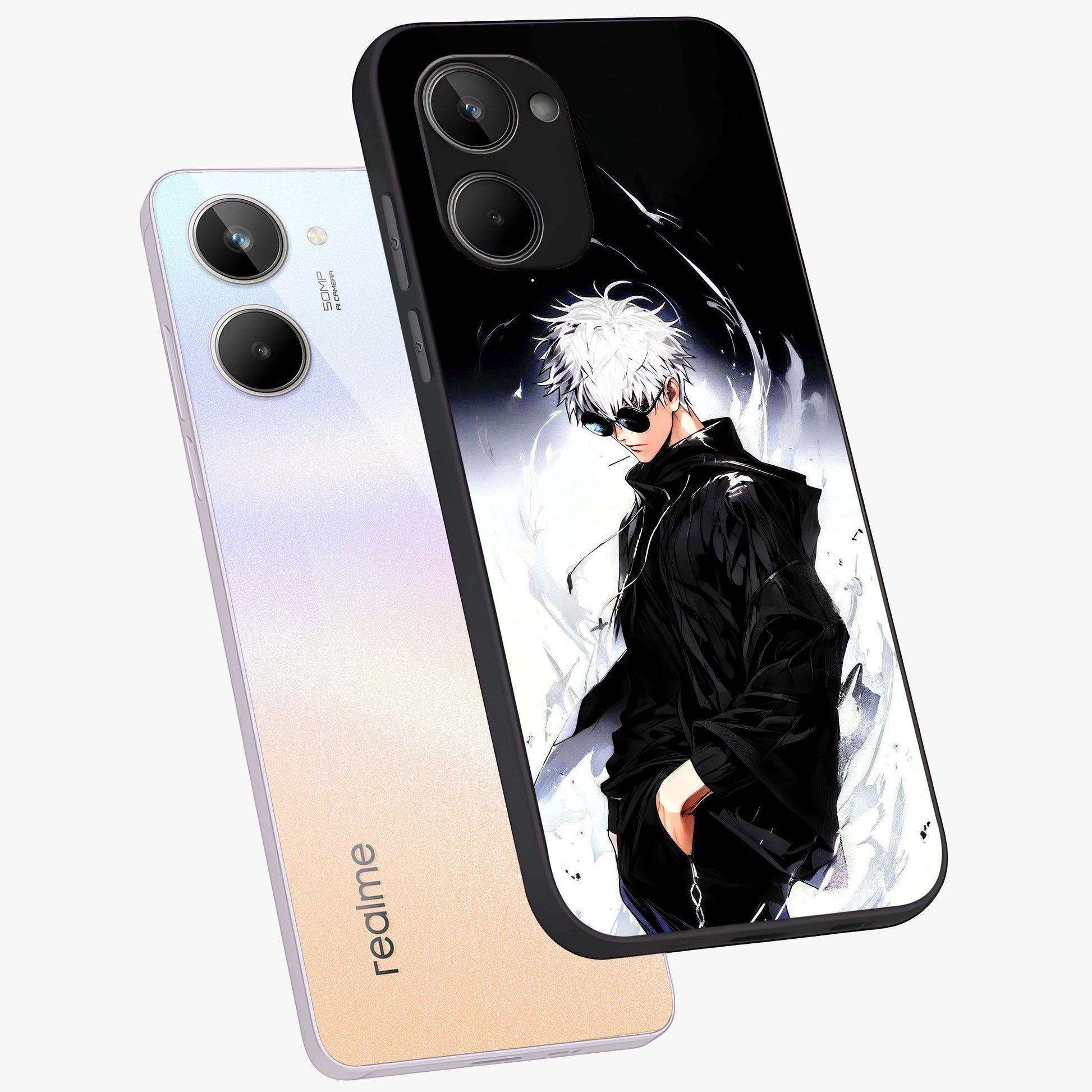 Limitless Shadow King Glass Case displayed in angled mockup highlighting dramatic dark hero design with intense aesthetic.
