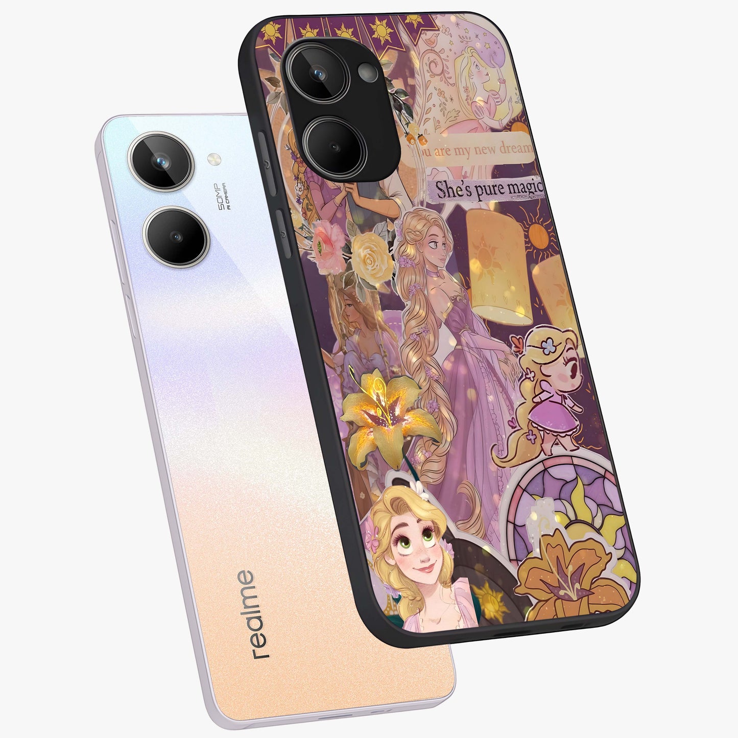 Magical Tangled Dream Glass Case displayed in angled mockup highlighting whimsical fantasy design with magical aesthetic.