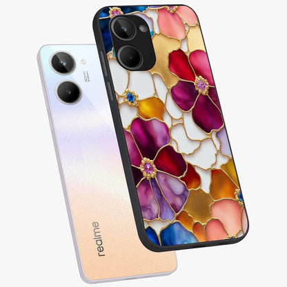 Marble Flower Pattern Glass Case displayed in angled mockup highlighting elegant marble floral design with modern aesthetic.