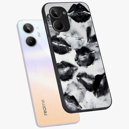 Midnight Kiss Marks Glass Case displayed in angled mockup highlighting playful romantic design with bold midnight aesthetic.