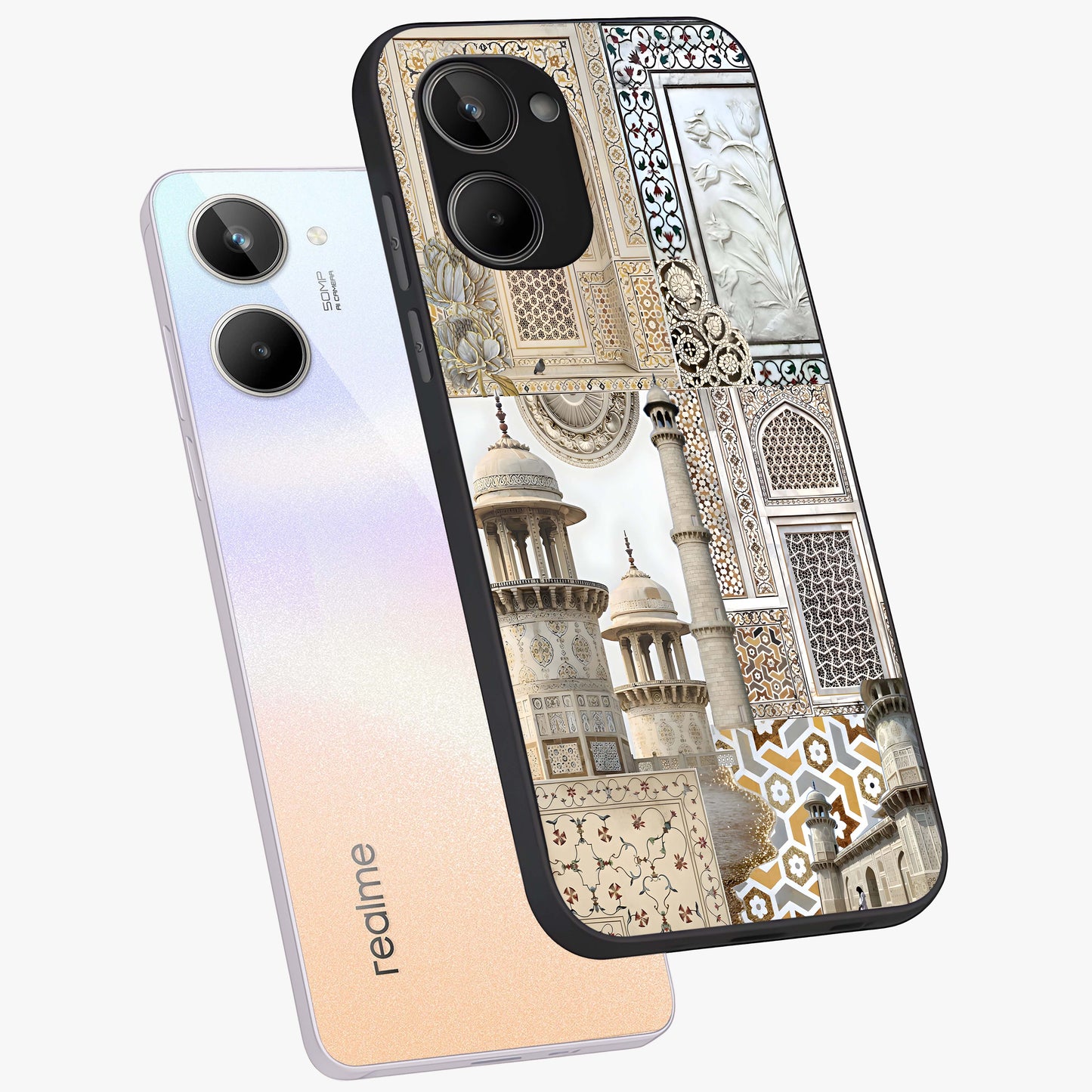 Mughal Marble Legacy Glass Case displayed in angled mockup highlighting elegant heritage marble artwork with royal aesthetic.