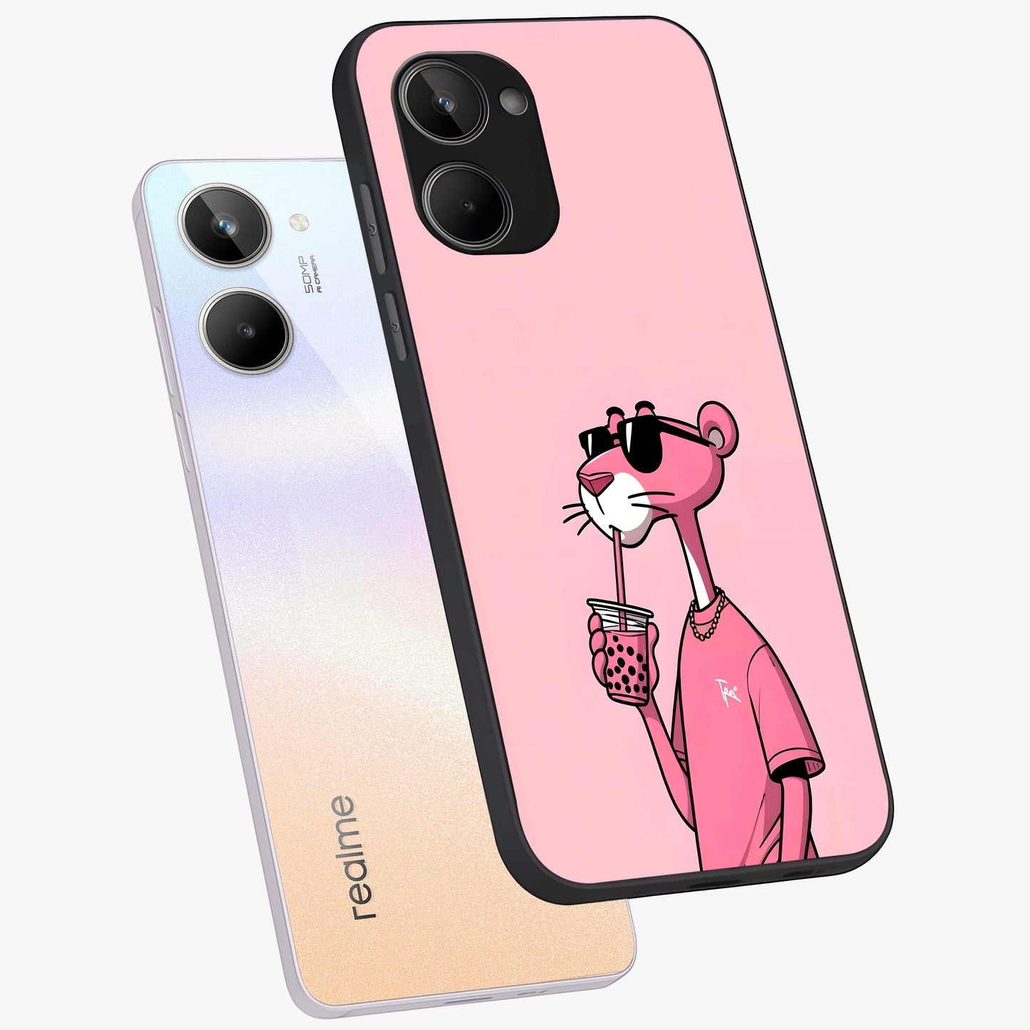 Pink Panther Glass Case displayed in angled mockup highlighting playful cartoon character design with vibrant pink aesthetic.