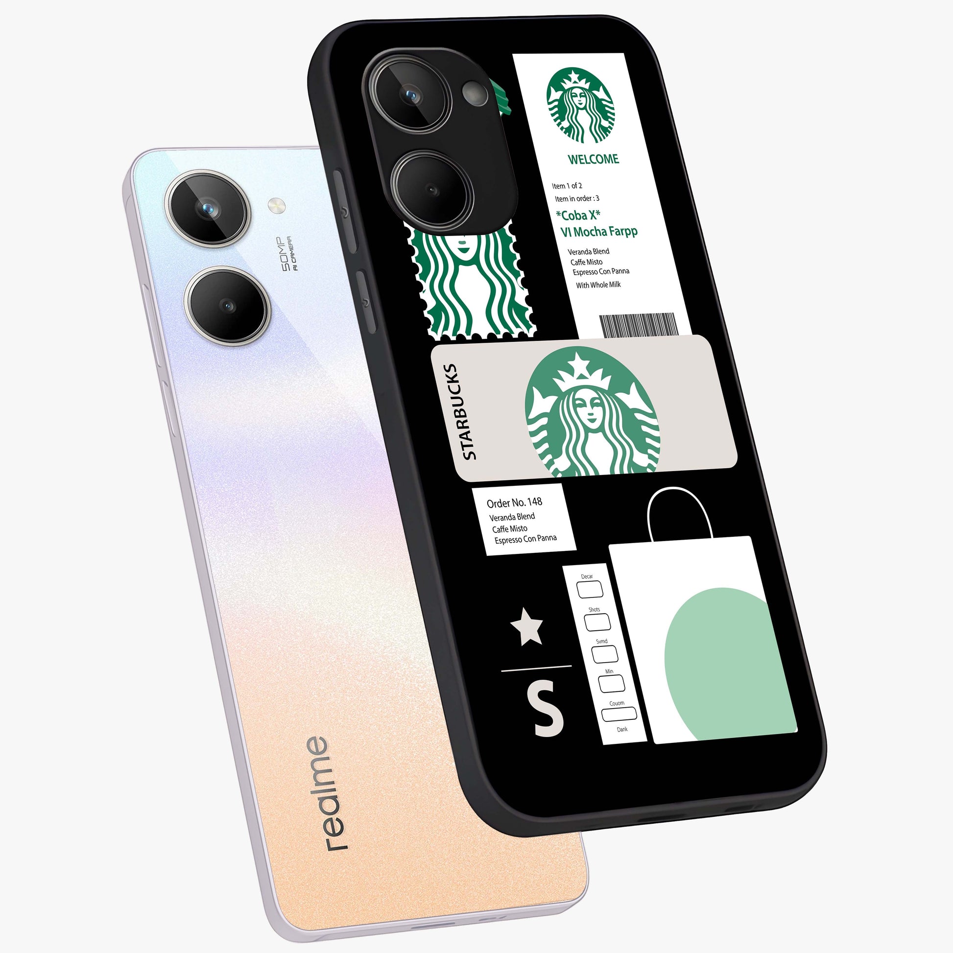 Starbucks Mocha Glass Case displayed in angled mockup highlighting stylish mocha themed design with cozy café aesthetic.