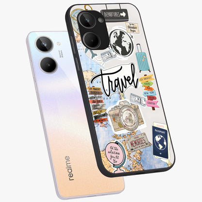 Wanderlust Journal Glass Case displayed in angled mockup highlighting adventure themed design with aesthetic travel vibe.