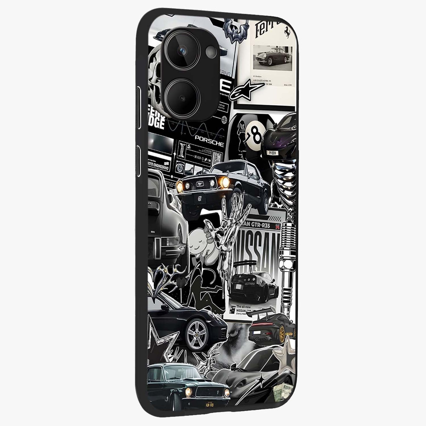Aesthetic Dark Love Glass Case upright view showcasing dramatic romantic artwork with modern aesthetic style.