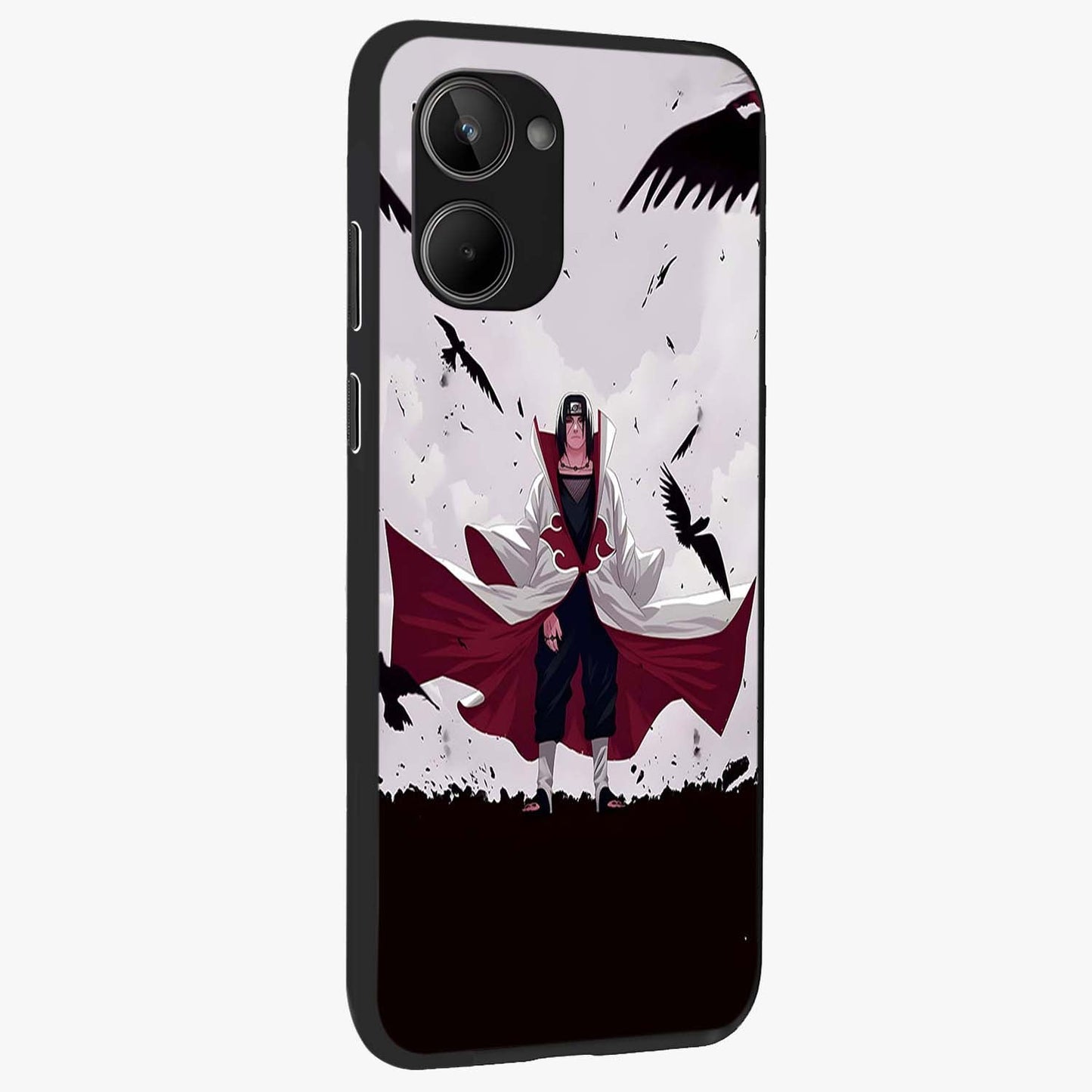 Crimson Crow Ascension Glass Case upright view showcasing dramatic crow artwork with bold gothic theme.
