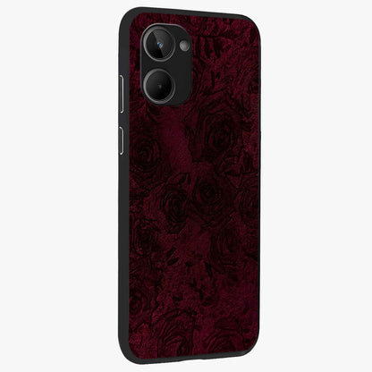 Crimson Fade Flow Glass Case upright view showcasing dynamic crimson flow artwork with stylish abstract theme.