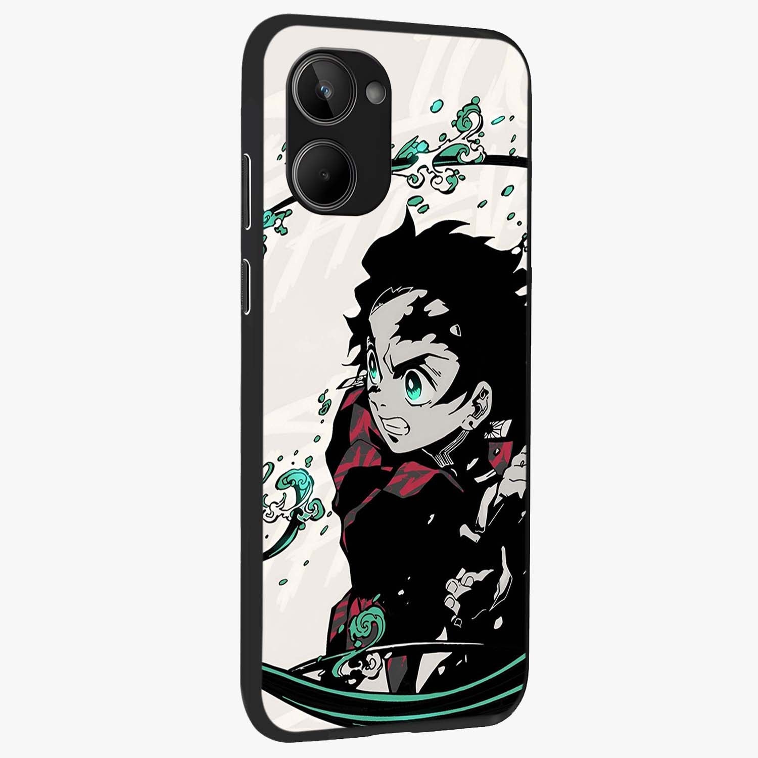 Demon Slayer Glass Case upright view showcasing powerful anime artwork with intense warrior theme.