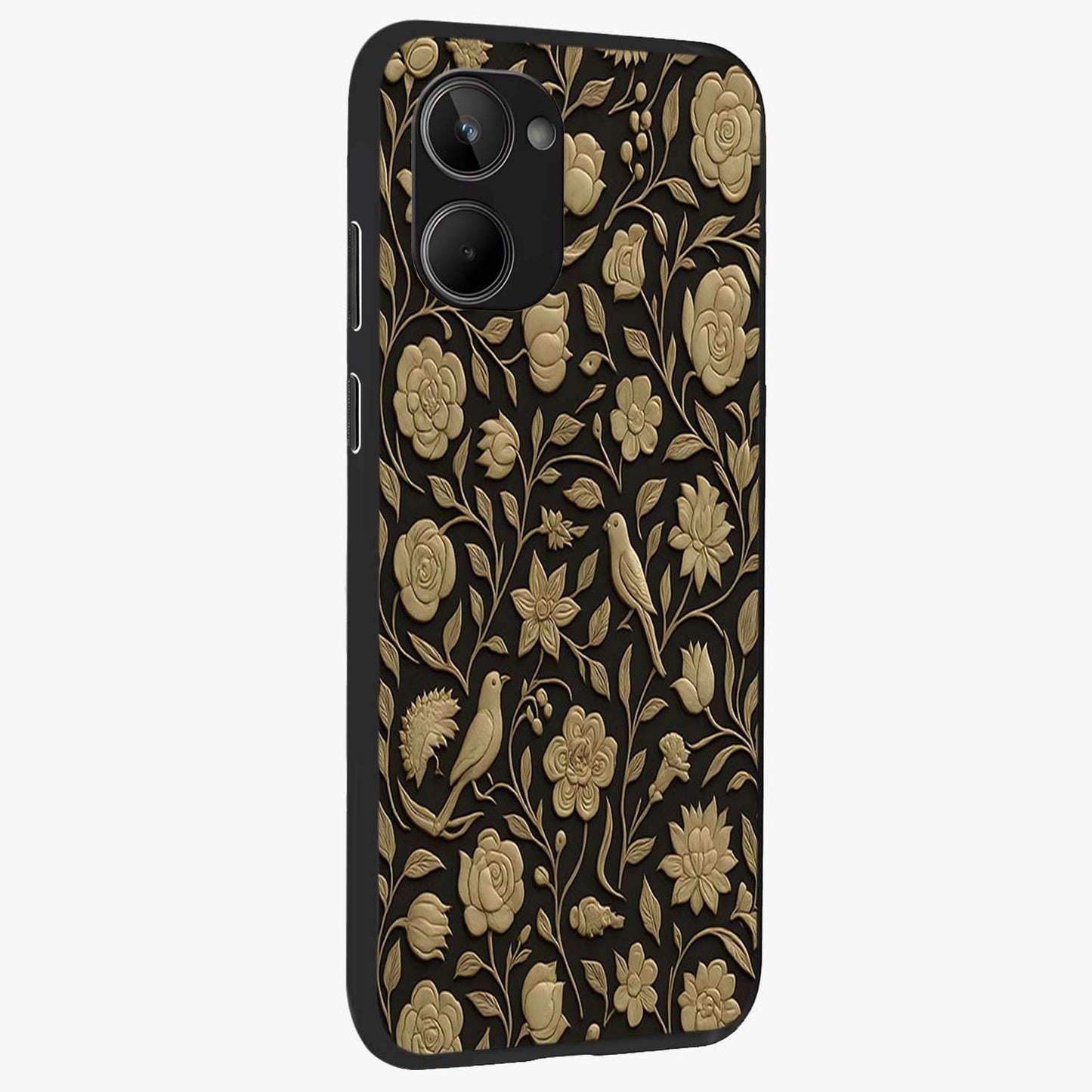 Golden Evil Eye Mandala Glass Case upright view showcasing decorative evil eye mandala artwork with spiritual aesthetic style.