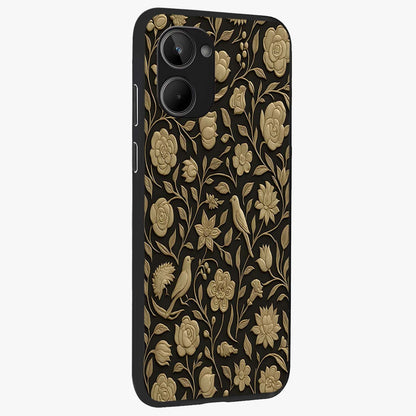Golden Evil Eye Mandala Glass Case upright view showcasing decorative evil eye mandala artwork with spiritual aesthetic style.