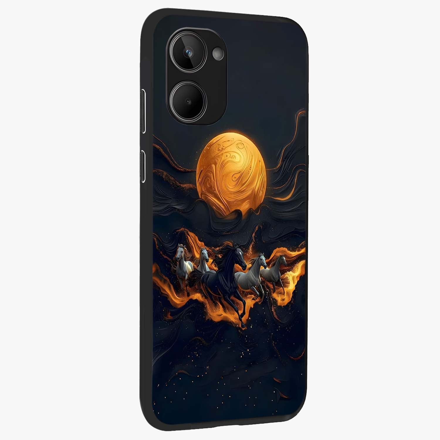 Golden Royal Heritage Glass Case upright view showcasing elegant royal artwork with classic heritage theme.