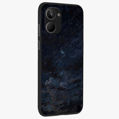 Lunar Veil Silence Glass Case upright view showcasing calm moon themed artwork with serene night atmosphere.