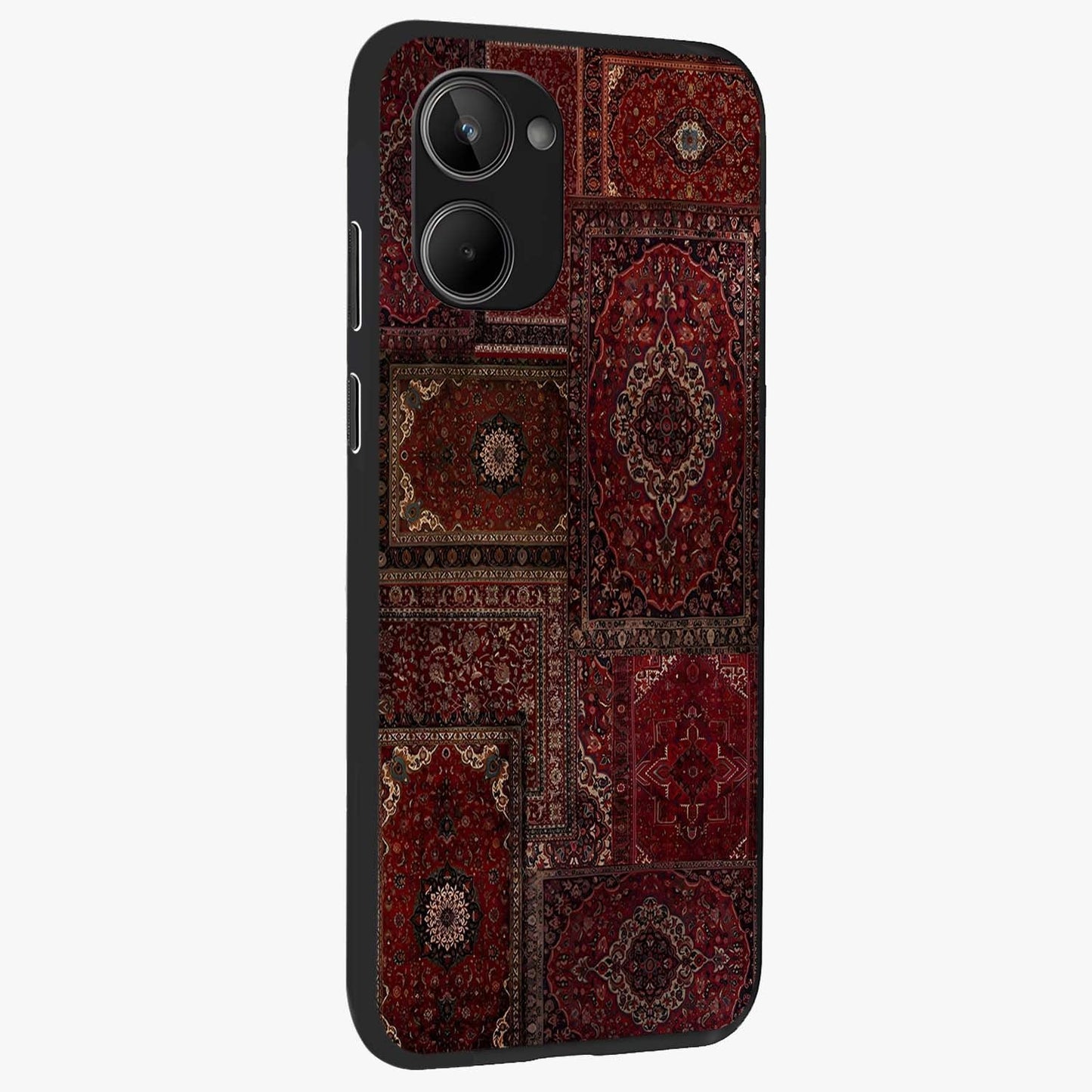 Persian Velvet Tale Glass Case upright view showcasing elegant Persian artwork with classic heritage theme.