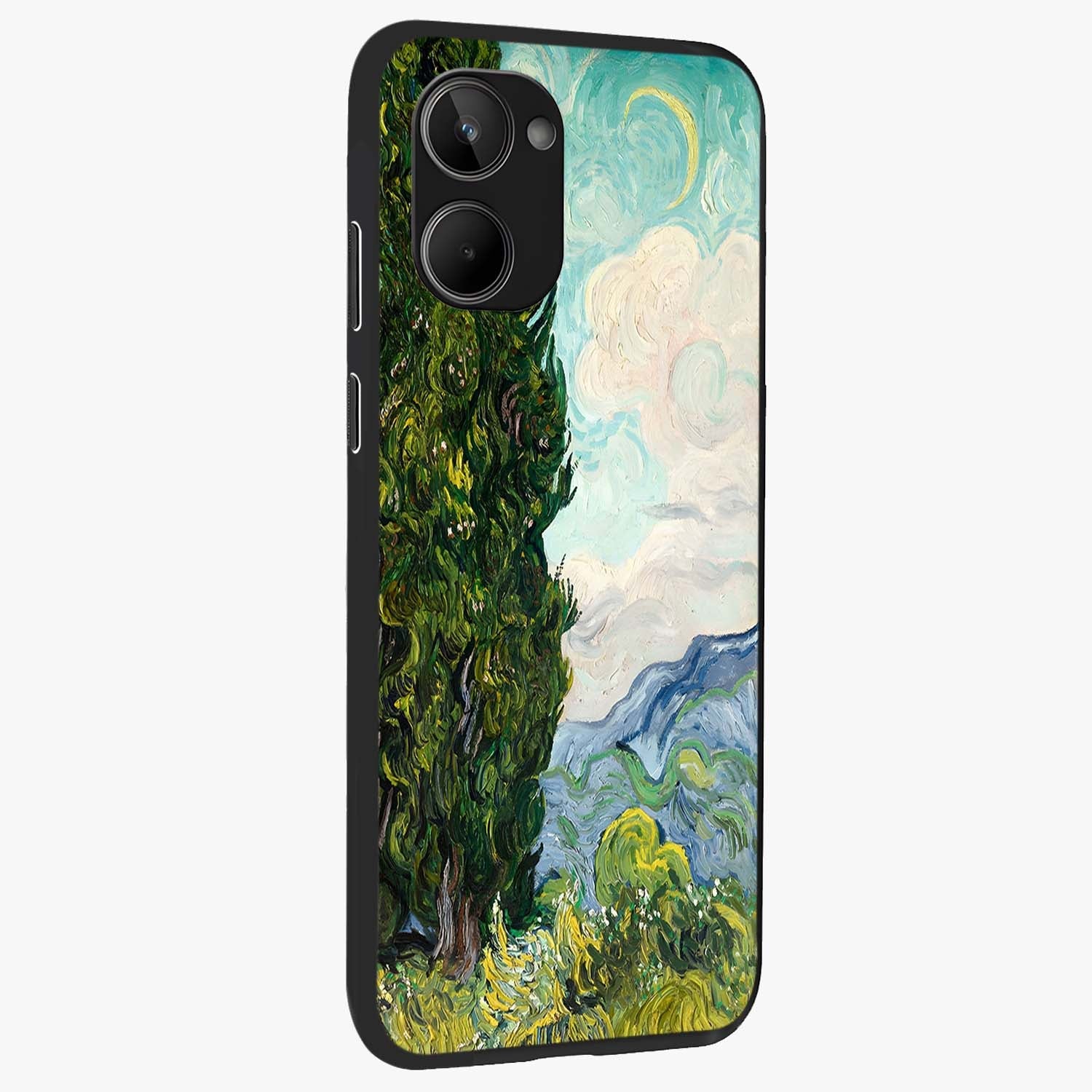 Van Gogh Vintage Art Glass Case upright view showcasing elegant vintage painting artwork with artistic heritage theme.