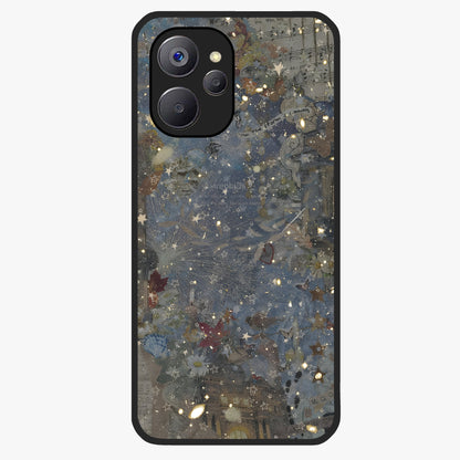 Aesthetic Astrolophia Glass Case showing flat back view with dreamy aesthetic design and glossy glass finish.