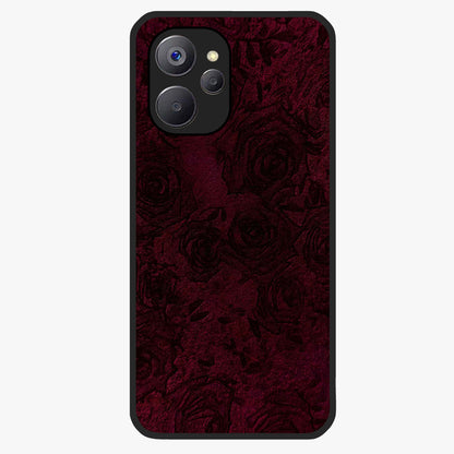 Crimson Fade Flow Glass Case showing flat back view with flowing crimson gradient artwork and glossy glass finish.