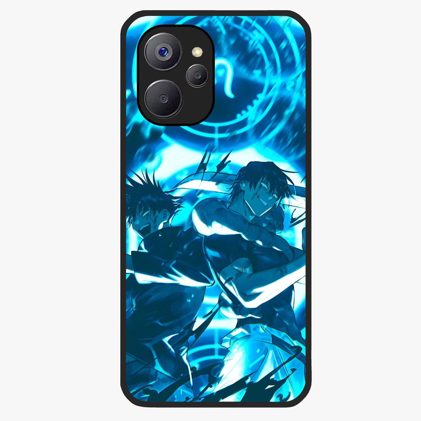 Cursed Energy Clash Glass Case showing flat back view with intense cursed energy artwork and glossy glass finish.