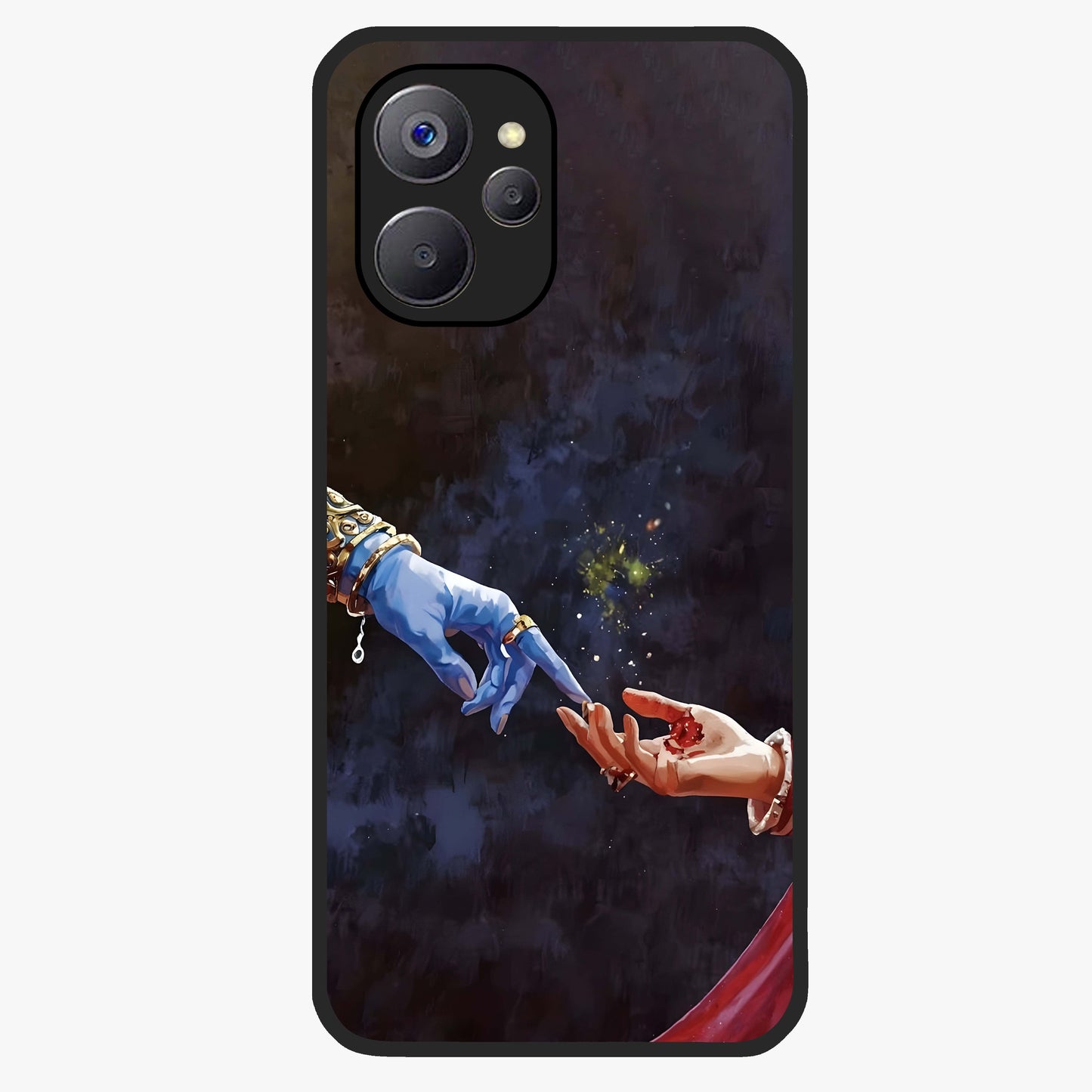 Divine Touch Eternal Glass Case showing flat back view with spiritual themed artwork and glossy glass finish.