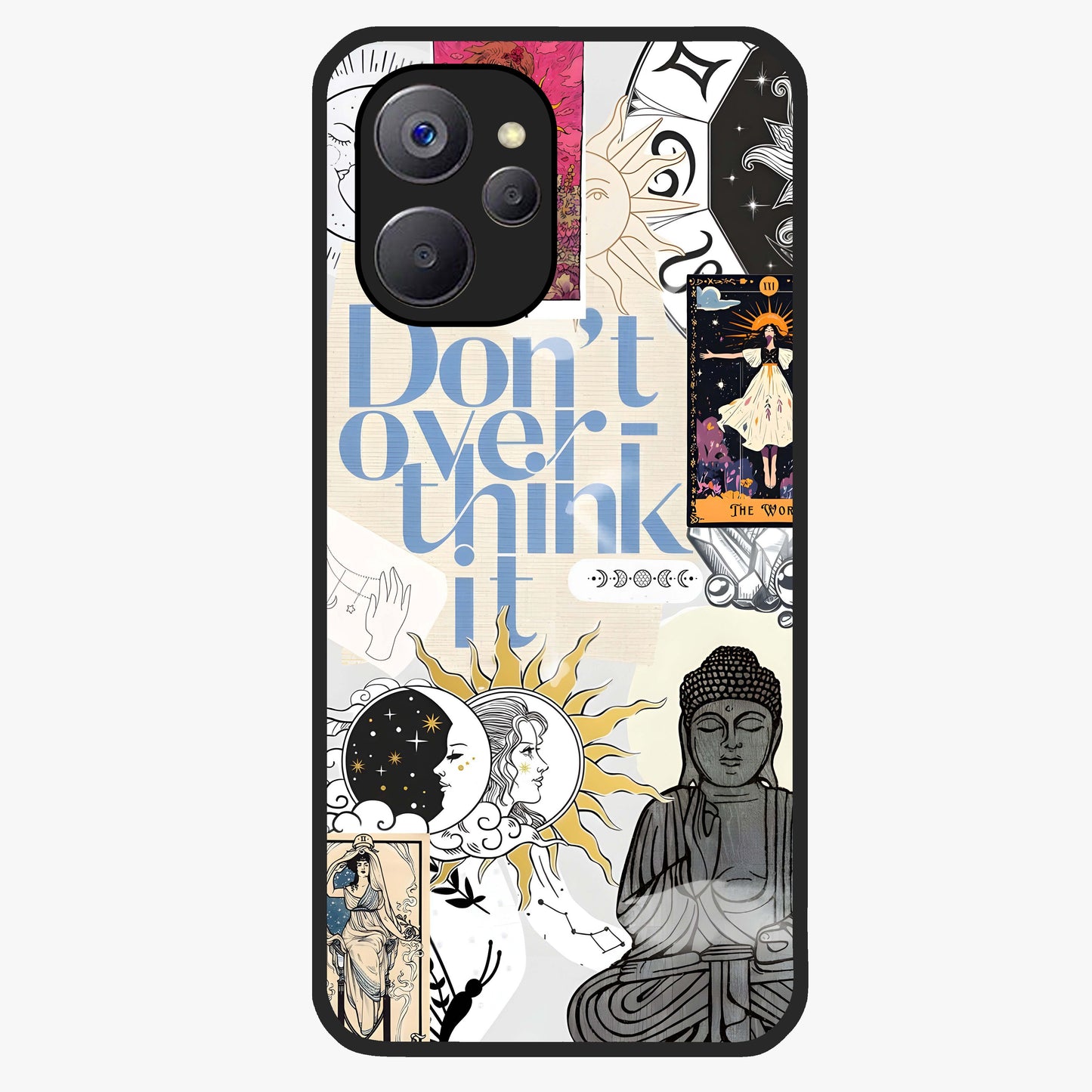 Ethereal Thoughts Glass Case showing flat back view with dreamy artistic artwork and glossy glass finish.