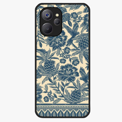 Heirloom Wild Bloom Glass Case showing flat back view with vintage inspired wild flower artwork and glossy glass finish.