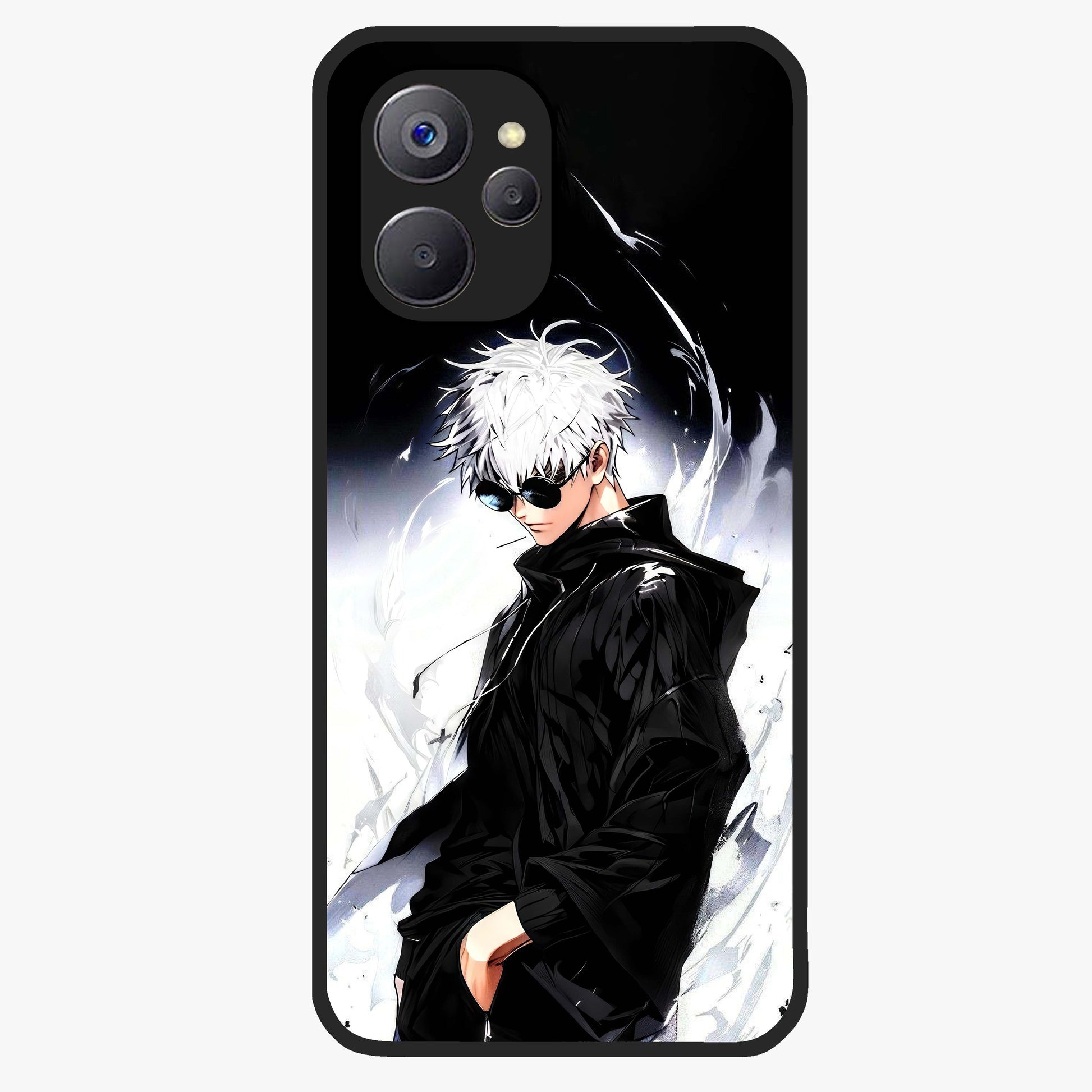 Limitless Shadow King Glass Case showing flat back view with powerful shadow warrior artwork and glossy glass finish.