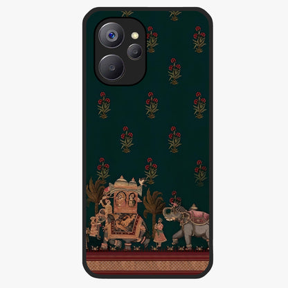 Macmerise Glass Case showing flat back view with stylish modern artwork and glossy glass finish.