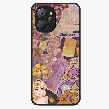 Magical Tangled Dream Glass Case showing flat back view with dreamy tangled artwork and glossy glass finish.