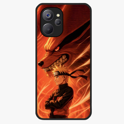 Nine Tails Legacy Glass Case showing flat back view with powerful nine-tailed fox inspired artwork and glossy glass finish.