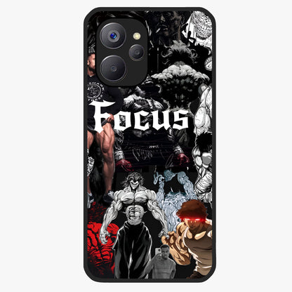 Relentless Power Focus Glass Case showing flat back view with motivational typography artwork and glossy glass finish.