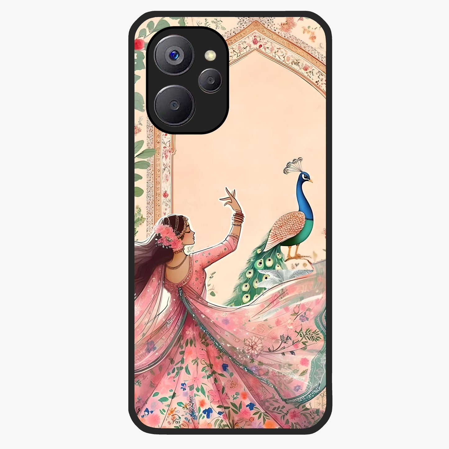 Royal Grace Muse Glass Case showing flat back view with elegant artistic artwork and glossy glass finish.
