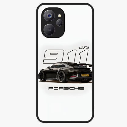 Turbo Legacy Icon Glass Case showing flat back view with iconic sports car inspired artwork and glossy glass finish.
