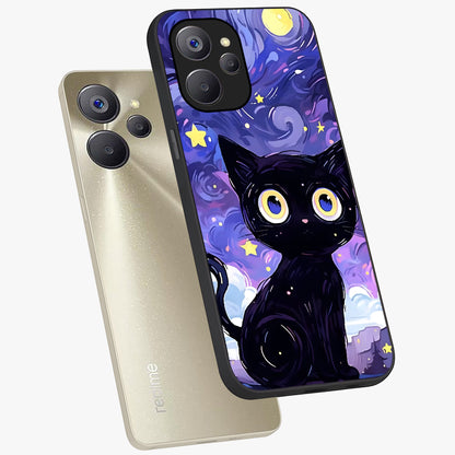 Abstract Cat Art Glass Case displayed in angled mockup highlighting modern abstract cat artwork and sleek glass surface.