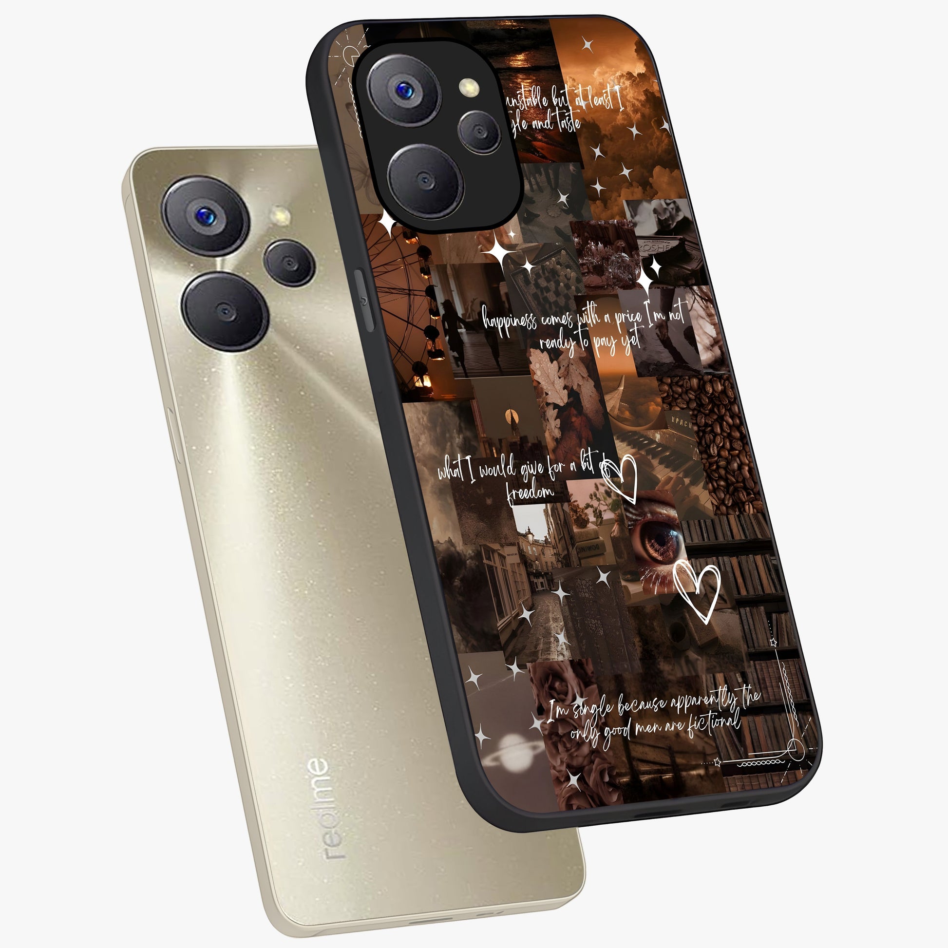 Bittersweet Aesthetic Chaos Glass Case displayed in angled mockup highlighting expressive abstract artwork and edgy aesthetic theme.