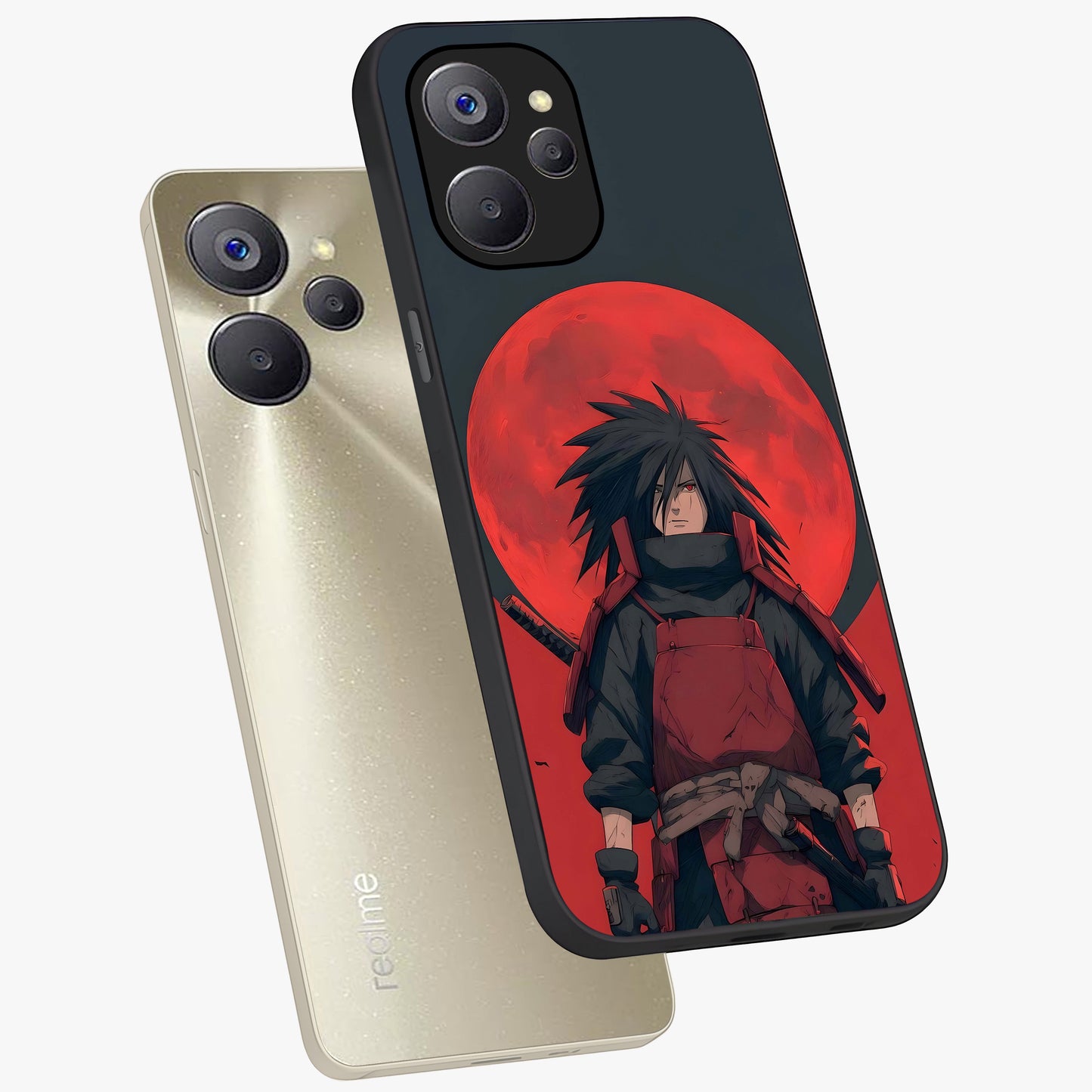 Crimson Moon Warlord Glass Case displayed in angled mockup highlighting dramatic crimson moon design with fantasy aesthetic.