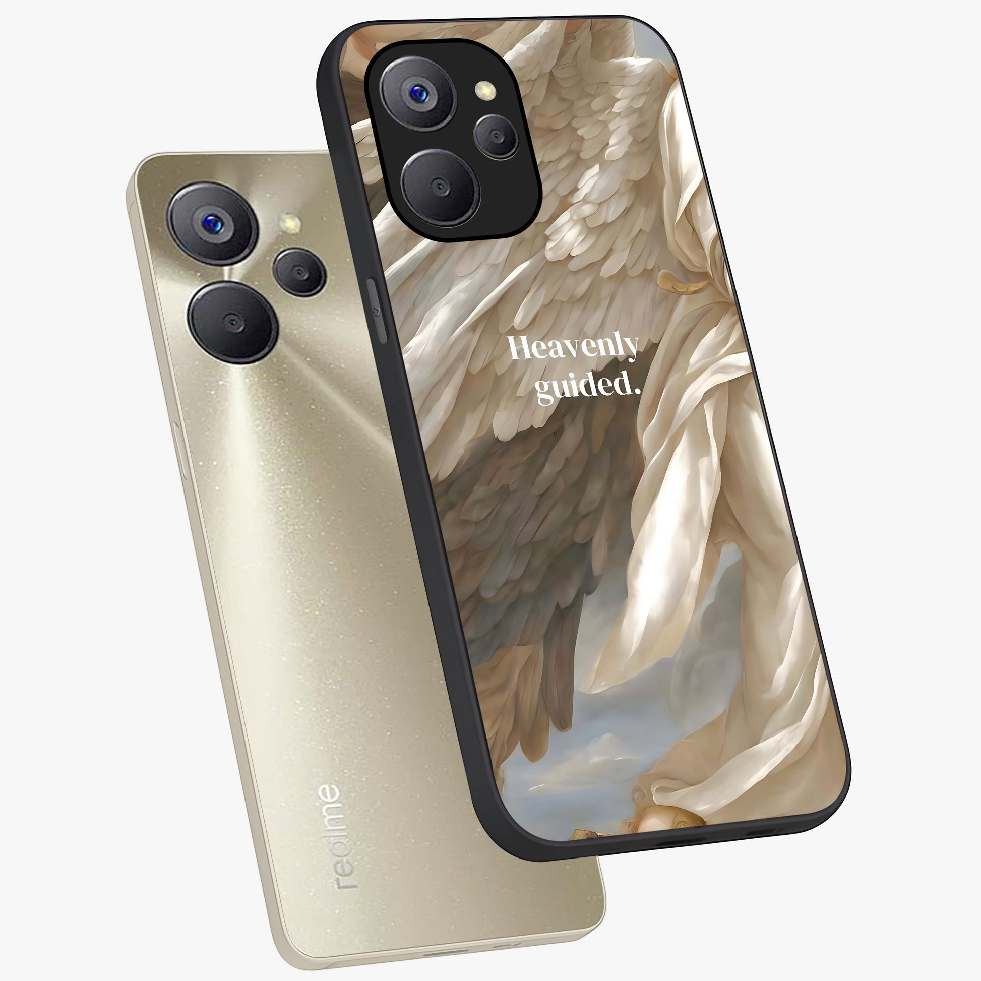 Divine Winged Grace Glass Case displayed in angled mockup highlighting graceful wing design with divine aesthetic style.