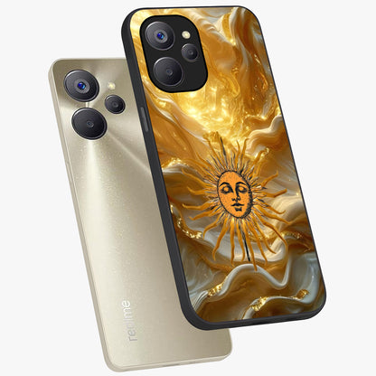 Eternal Golden Glow Glass Case displayed in angled mockup highlighting glowing golden aesthetic design with elegant style.