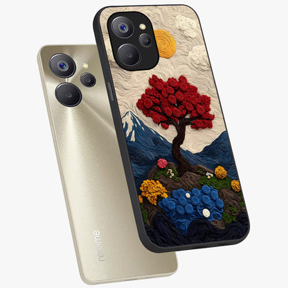 Eternal Nature Tapestry Glass Case displayed in angled mockup highlighting detailed botanical pattern with artistic aesthetic.