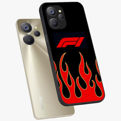 Fire F11 Glass Case displayed in angled mockup highlighting bold fire inspired graphic with energetic aesthetic style.