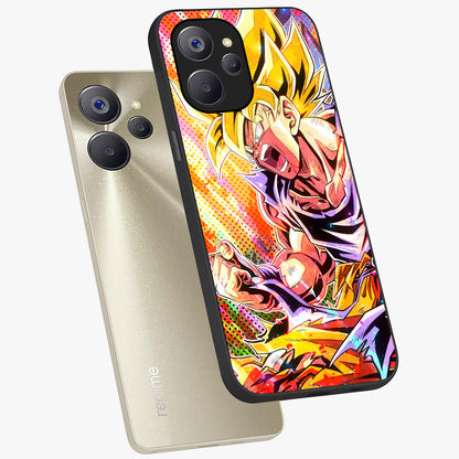 Firing Goku Glass Case displayed in angled mockup highlighting dynamic anime character design with action aesthetic.