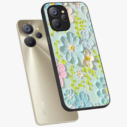 Frosted Petal Garden Glass Case displayed in angled mockup highlighting delicate flower petal design with calm garden aesthetic.