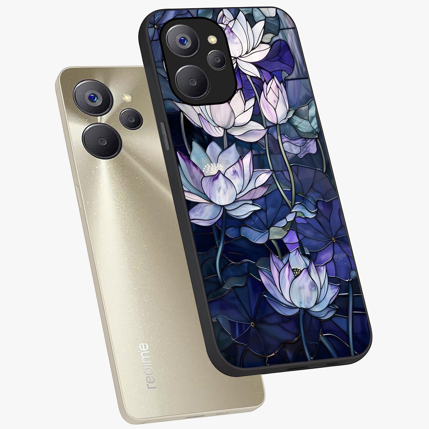 Gloss Petal Rush Glass Case displayed in angled mockup highlighting vibrant petal design with elegant floral aesthetic.