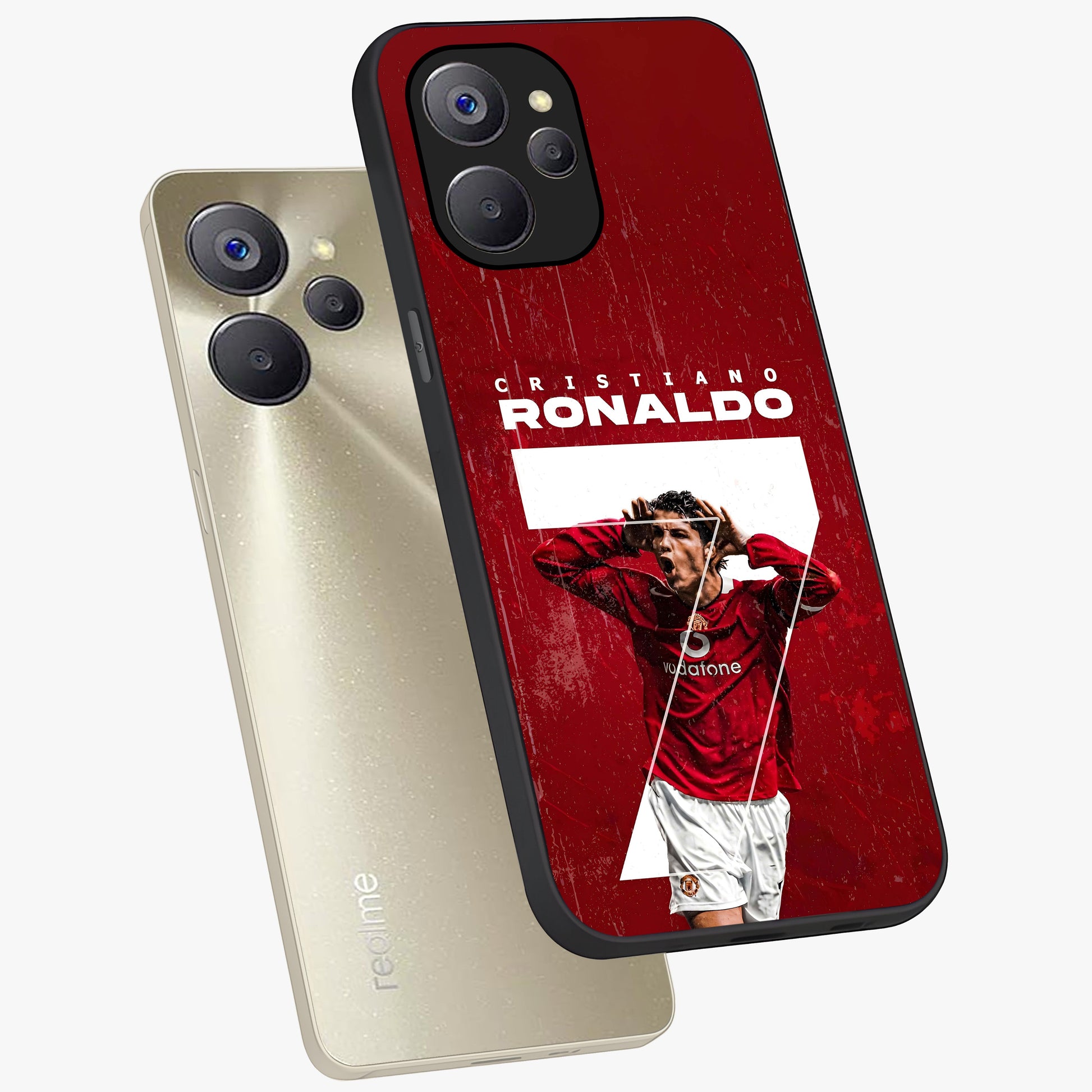 Goal Celebration Legacy Glass Case displayed in angled mockup highlighting energetic sports celebration design with bold athletic theme.