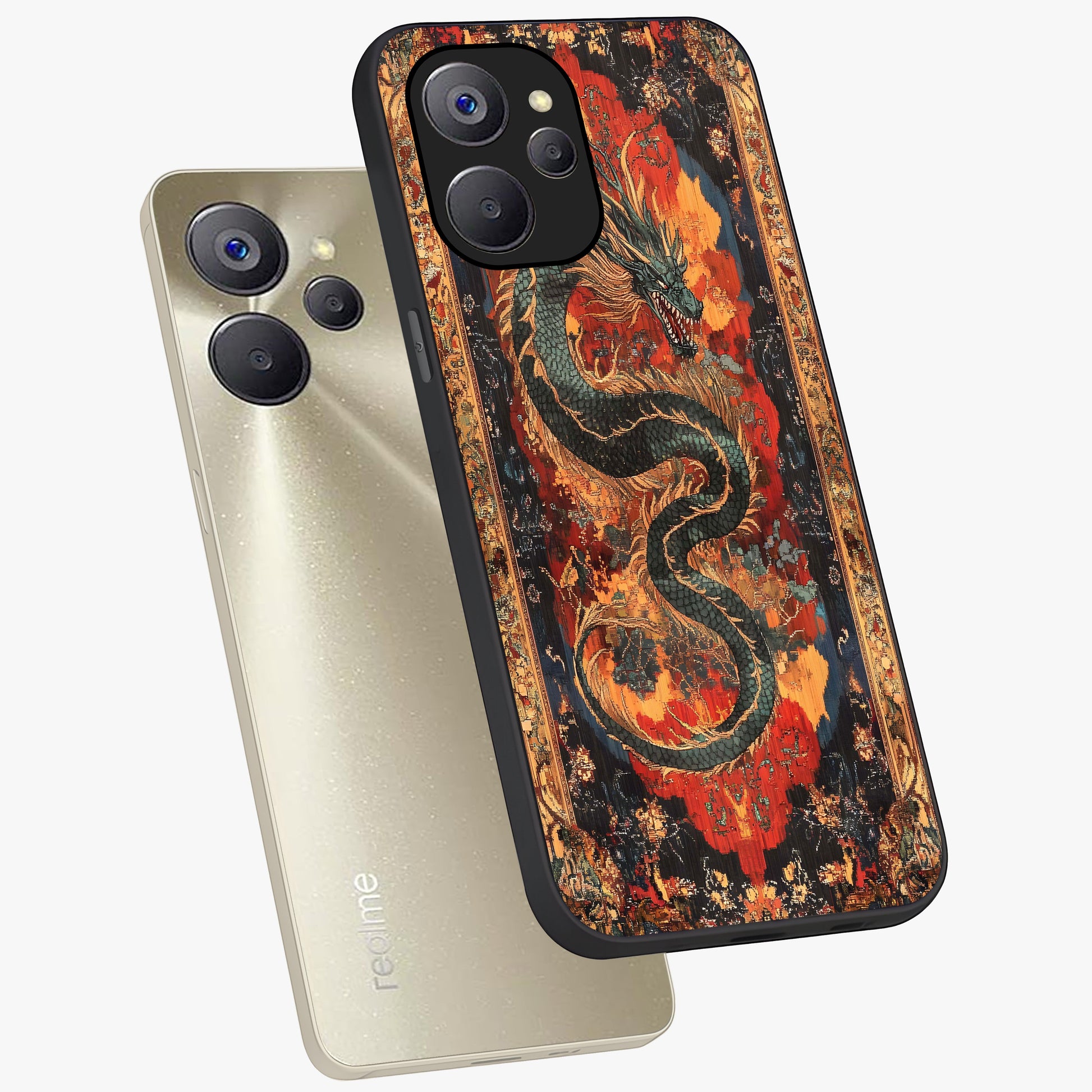 Inferno Dragon Soul Glass Case displayed in angled mockup highlighting powerful dragon illustration with inferno aesthetic.