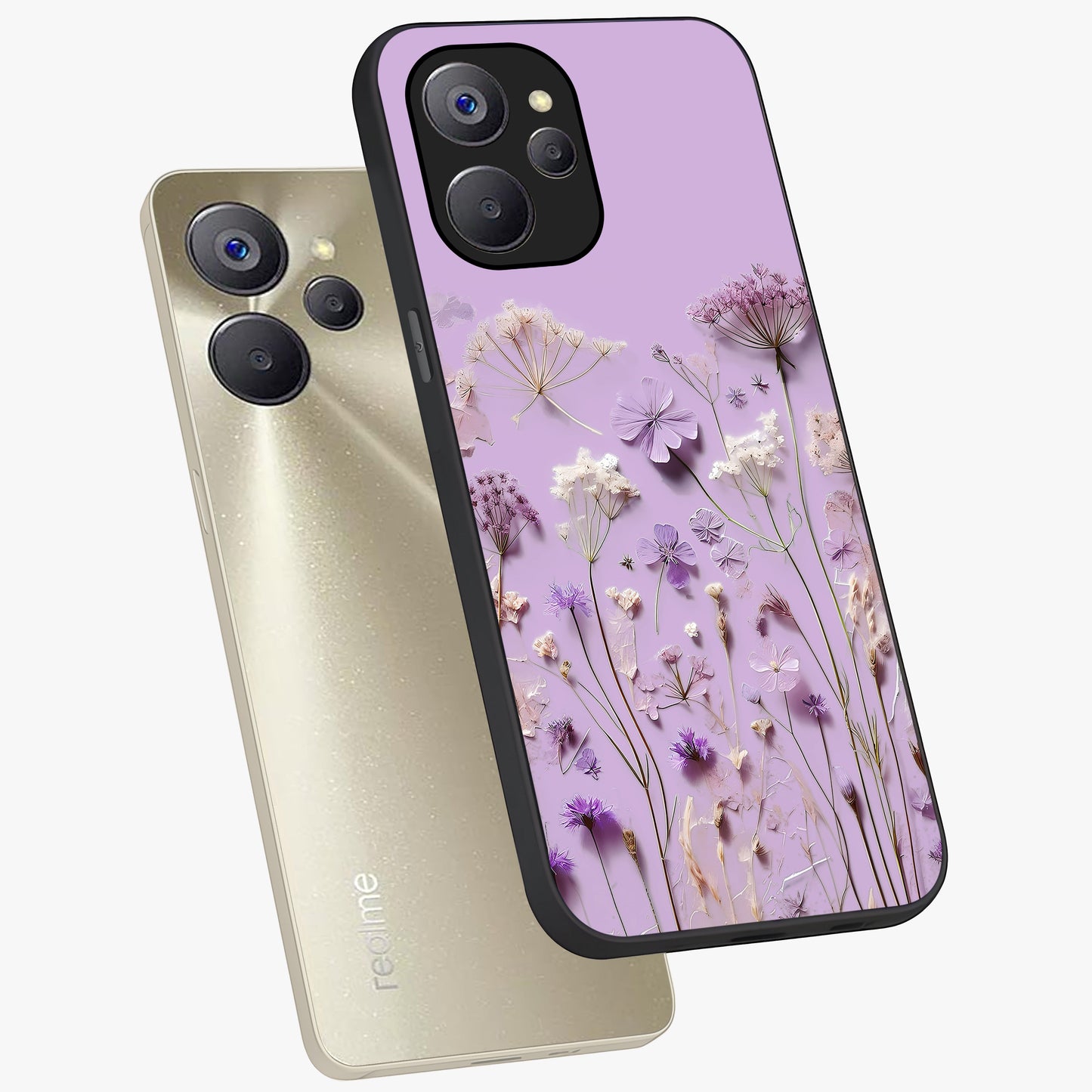Lavender Blossom Dream Glass Case displayed in angled mockup highlighting dreamy lavender flower design with calming aesthetic style.