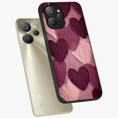 Layered Paper Hearts Glass Case displayed in angled mockup highlighting creative paper craft heart design with romantic aesthetic.