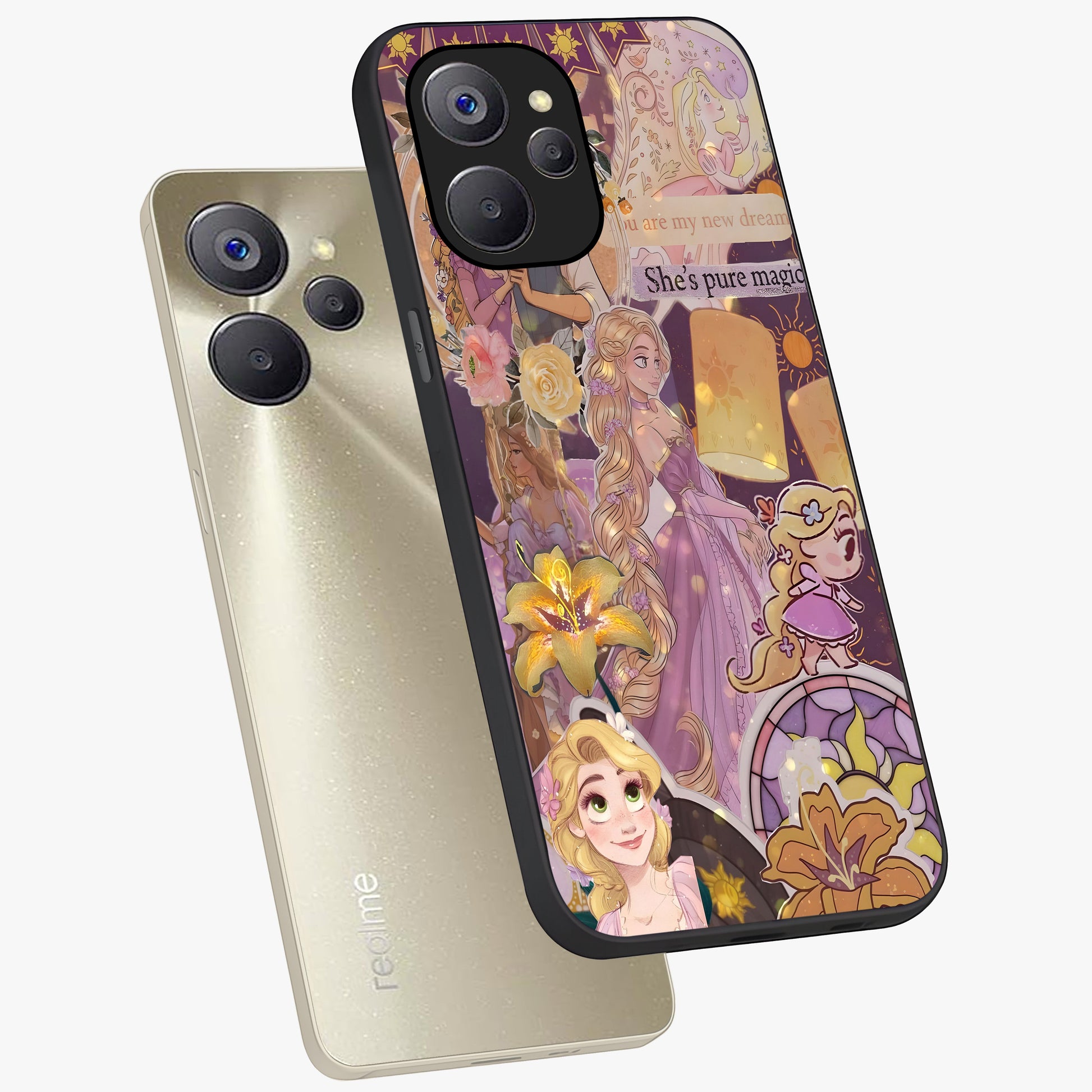 Magical Tangled Dream Glass Case displayed in angled mockup highlighting whimsical fantasy design with magical aesthetic.