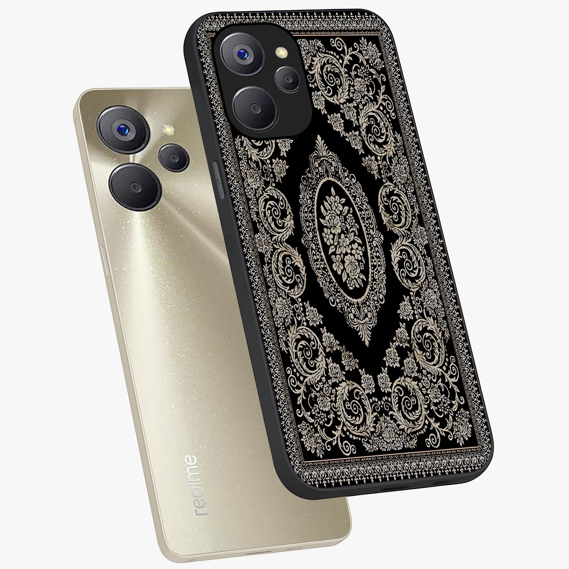Noir Bloom Elegance Glass Case displayed in angled mockup highlighting refined flower design with stylish noir aesthetic.