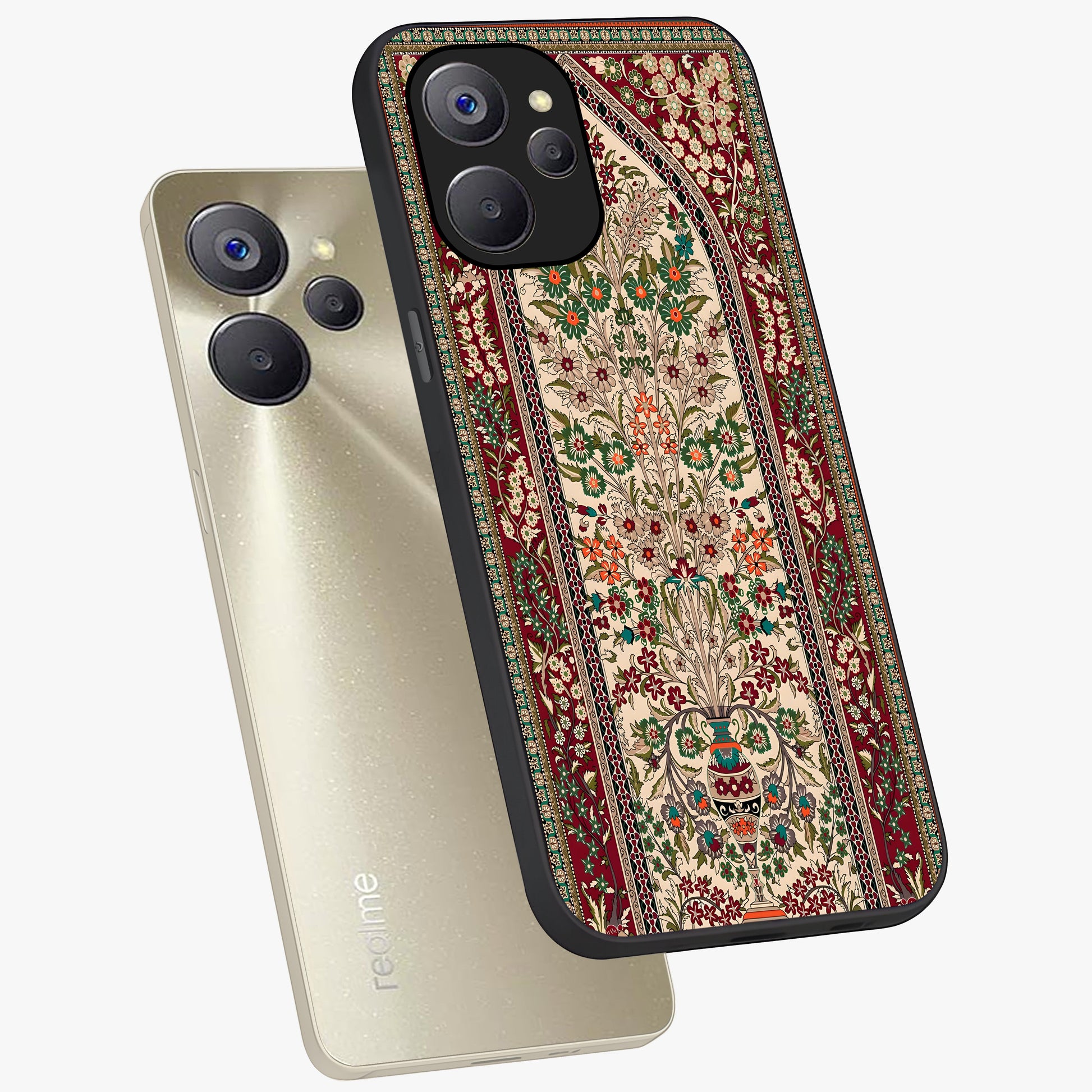 Persian Inspired Glass Case displayed in angled mockup highlighting intricate traditional design with elegant cultural aesthetic.