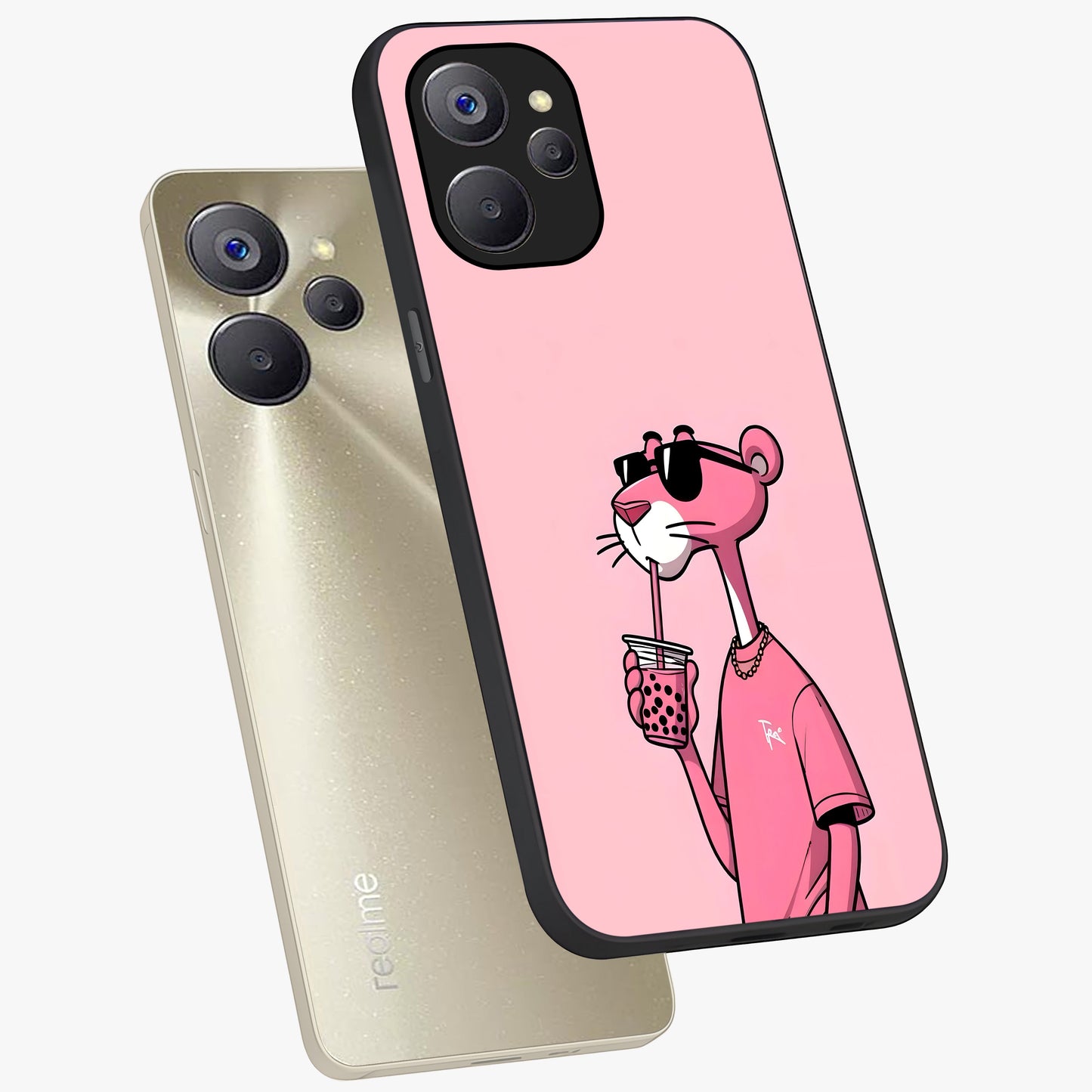 Pink Panther Glass Case displayed in angled mockup highlighting playful cartoon character design with vibrant pink aesthetic.