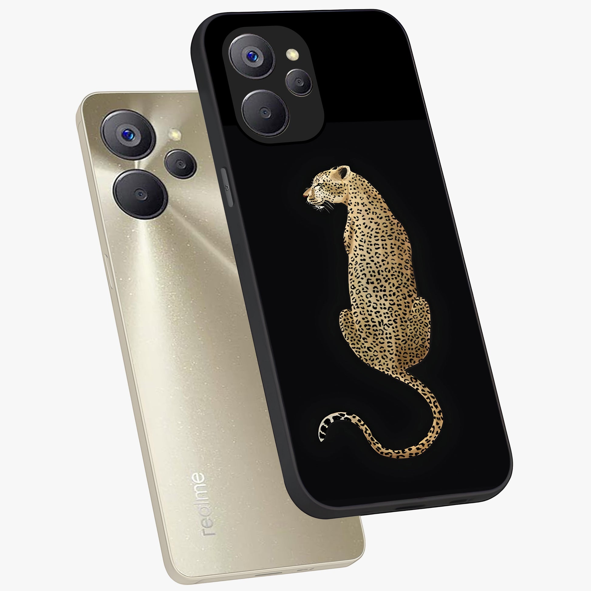 Regal Leopard Glass Case displayed in angled mockup highlighting powerful animal illustration with stylish wild aesthetic.